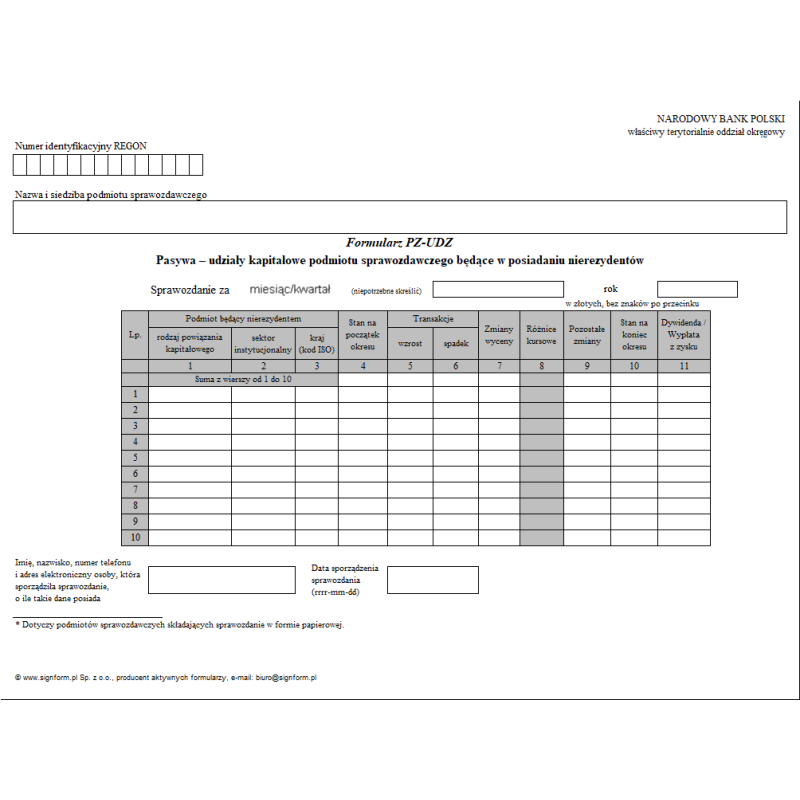 Formularz PZ-UDZ