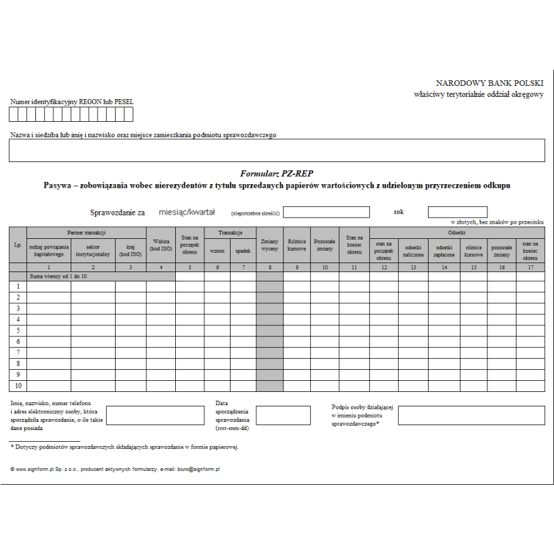 Formularz PZ-REP