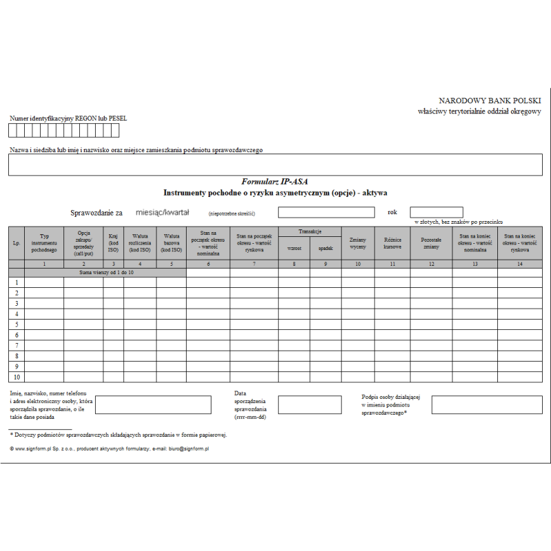 Formularz IP-ASA