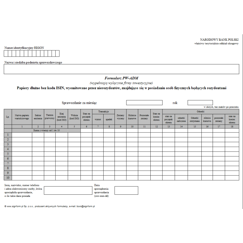 Formularz PW-ADM