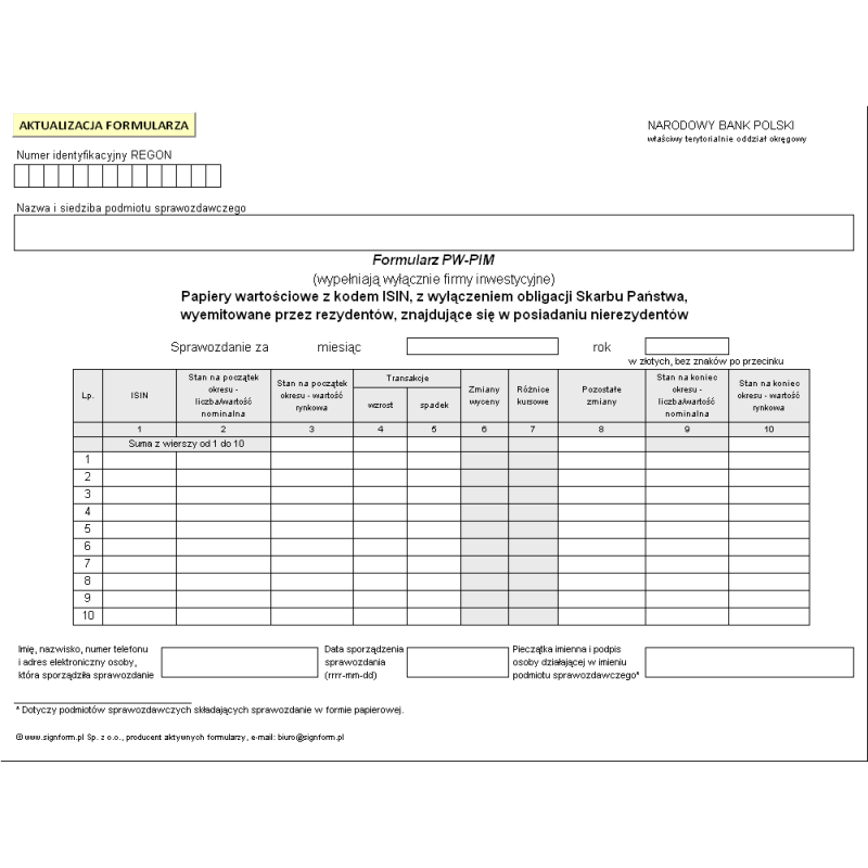 Formularz PW-PIM