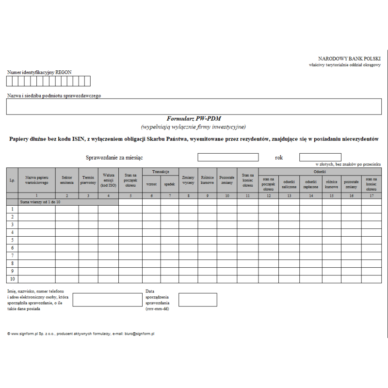 Formularz PW-PDM