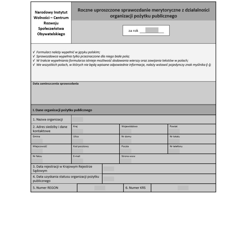 Roczne uproszczone sprawozdanie merytoryczne z działalności organizacji pożytku publicznego