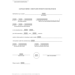 Zaświadczenie o odbywaniu studiów doktoranckich