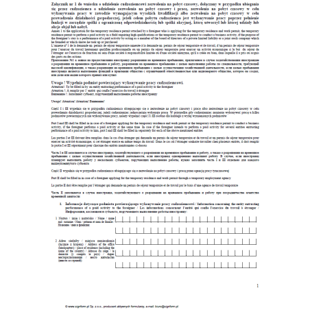 Załącznik nr 1 do wniosku o udzielenie cudzoziemcowi zezwolenia na pobyt czasowy