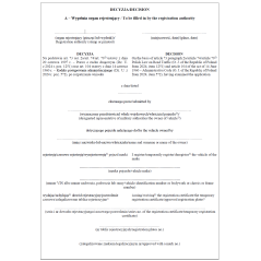 Decyzja o rejestracji, czasowej rejestracji albo wyrejestrowaniu pojazdu, o którym mowa w art. 73 ust. 2a ustawy z dnia 20 czerwca 1997 r. – Prawo o ruchu drogowym