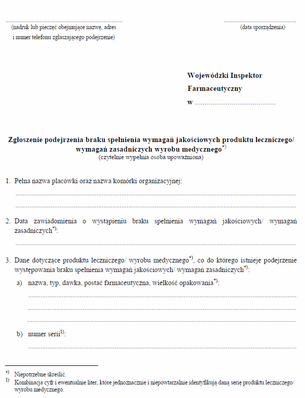 Zgłoszenia i raporty dotyczące wstrzymywania i wycofywania z obrotu produktów leczniczych i wyrobów medycznych