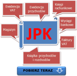 Pliki JPK w formacie MS Excel: Struktury: ewidencje zakupu i sprzedaży VAT - JPK_VAT, faktury VAT - JPK_FA, magazyn - JPK_MAG, wyciąg bankowy - JPK_WB i księgi rachunkowe - JPK_KR (POBIERZ DEMO JPK ZA DAMRO)