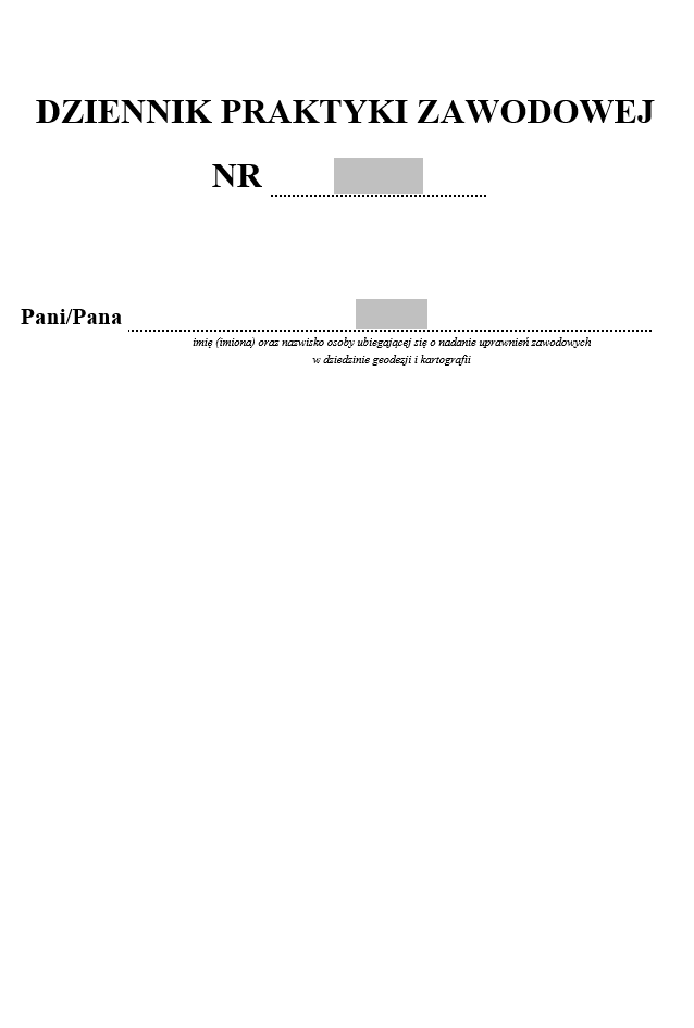 Dziennik praktyki zawodowej geodety i kartografa