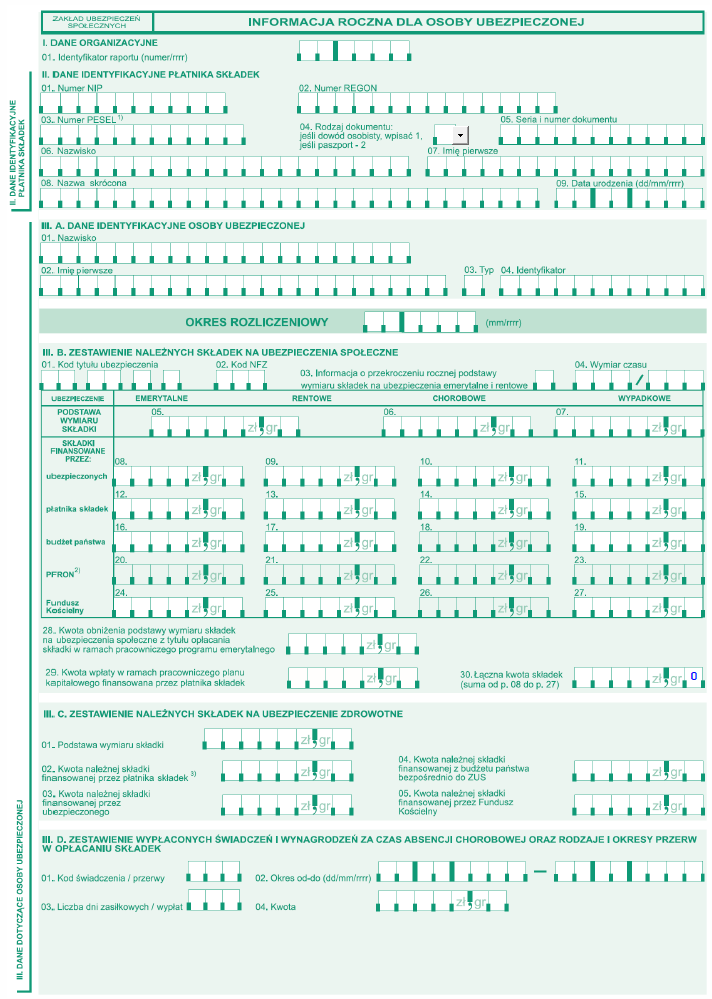 ZUS RCA, ZUS DRA, Informacja miesięczna / roczna dla osoby ubezpieczonej - Nowe wzory obowiązujące od 1 czerwca 2020 r.