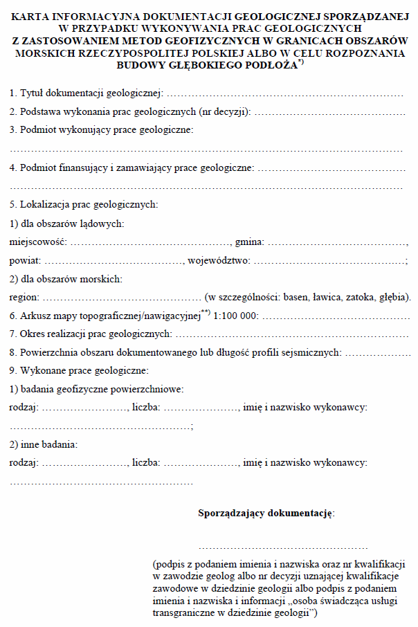 Wzory dokumentacji geologicznej