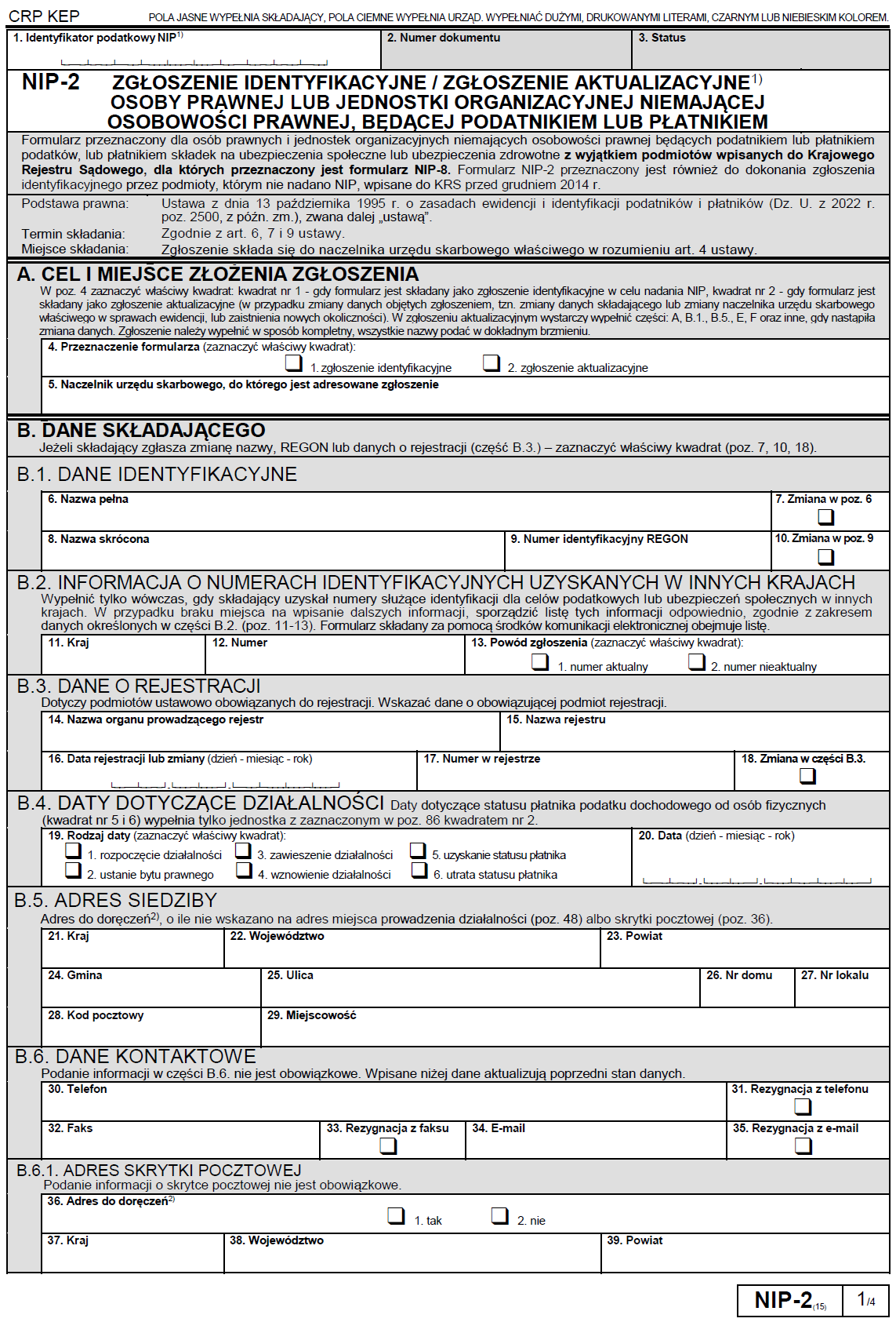 NIP-2 Nowa wersja formularza obowiązująca od dnia 22 maja 2023 r. 