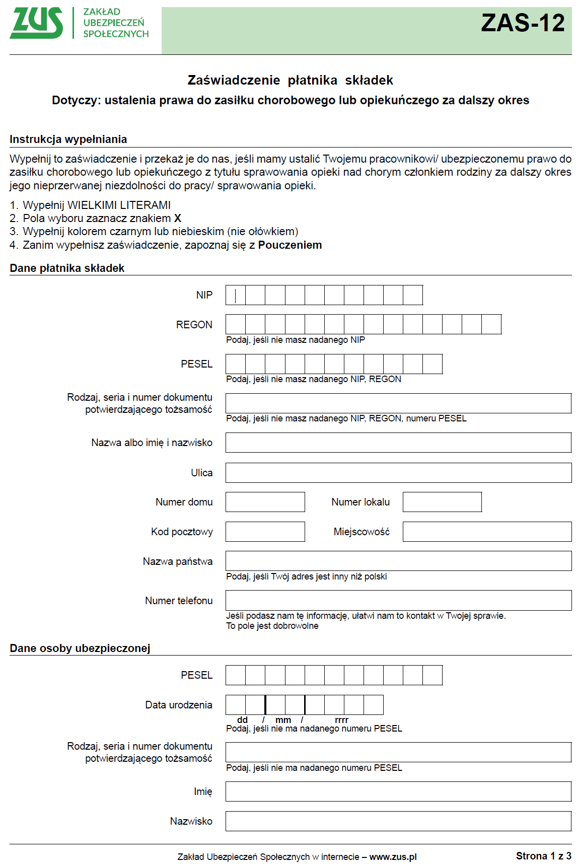 Aktualizacja formularza ZUS: ZAS-12