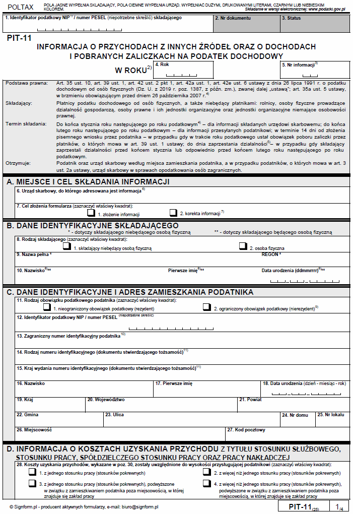 Wzory oświadczeń, deklaracji i informacji podatkowych za 2019 r. obowiązujących w zakresie podatku dochodowego od osób fizycznych