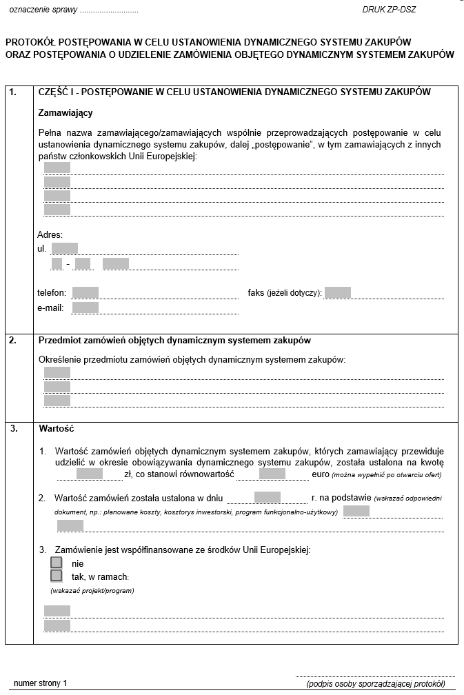 NOWE WZORY PROTOKOŁÓW ZAMÓWIEŃ PUBLICZNYCH - 2021