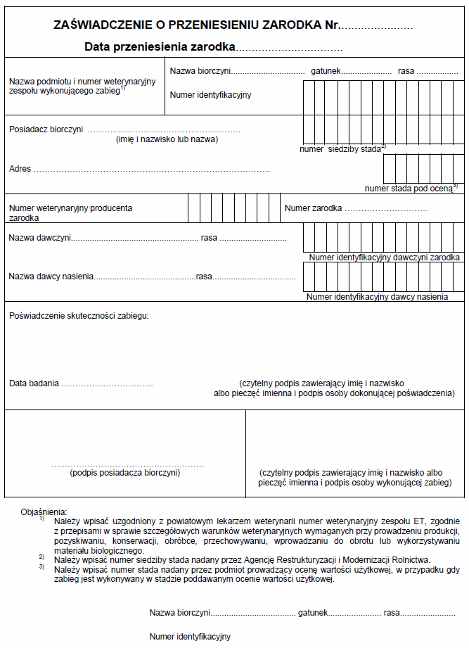 Zaświadczenia i świadectwa sztucznego unasienniania zwierząt gospodarskich